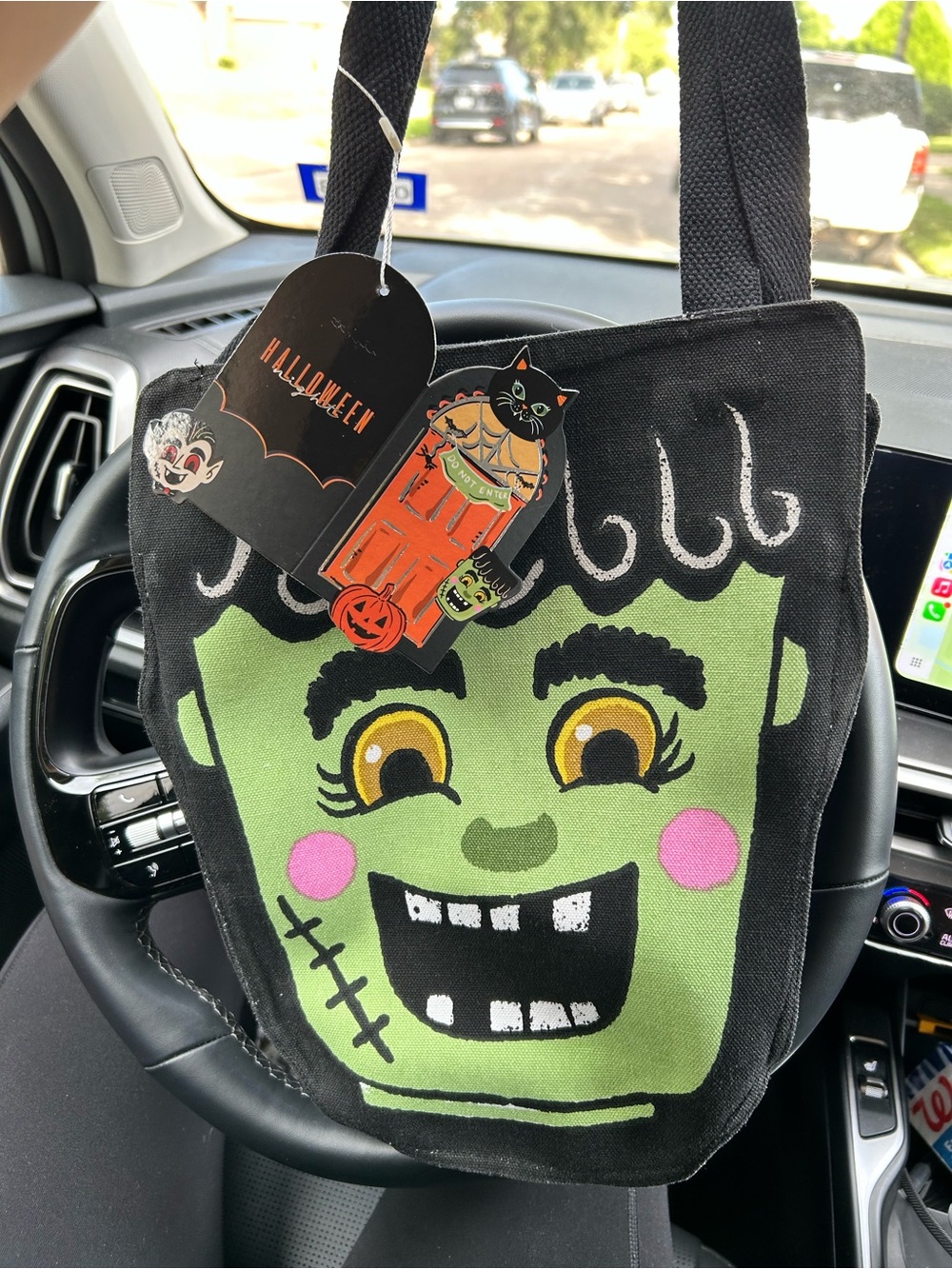 Halloween  Frankenstein Tote Bag - Black and Green